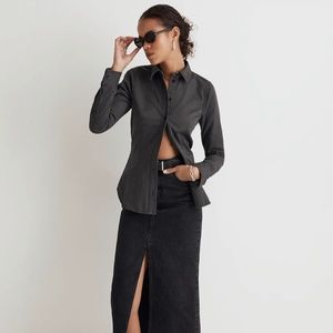 New Madewell Dark Pavement Grey Darted Button Up Shirt in (Re)generative Chino